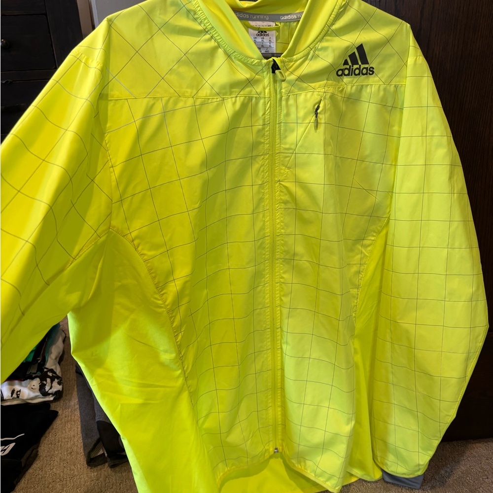 Adidas Neon Yellow Windbreaker Jacket